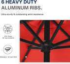 ABCCANOPY Durable Solar Led Patio Umbrellas with 24LED Lights 7.5FT (Red)