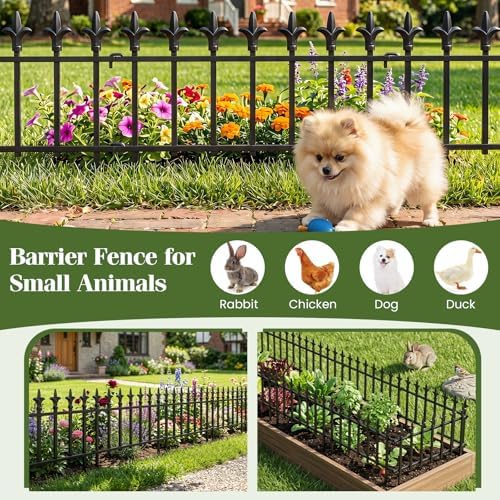 giantex 10 panels decorative metal garden fence, 18, side view