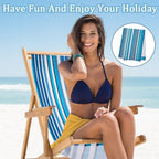 GORGECRAFT Beach Sling Patio Chairs Canvas Blue Stripes Folding Chair Replacement Outdoor Chairs Cloth Replacements 115X43cm Portable Reclining Sling Chair Fabric for Summer Vacation Sunbathing Garden