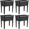 4 Pcs Plastic Raised Garden Beds with Legs，16 Gallon Outdoor Elevated Garden Planter Box，Perfect for Flowers, Vegetables, and Herbs