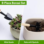Bonsai Set 8 Pcs, Bonsai Tools Kit, Garden Tools Set | Include Pruner, Fold Scissors, Mini Rake, Bud & Leaf Trimmer Set