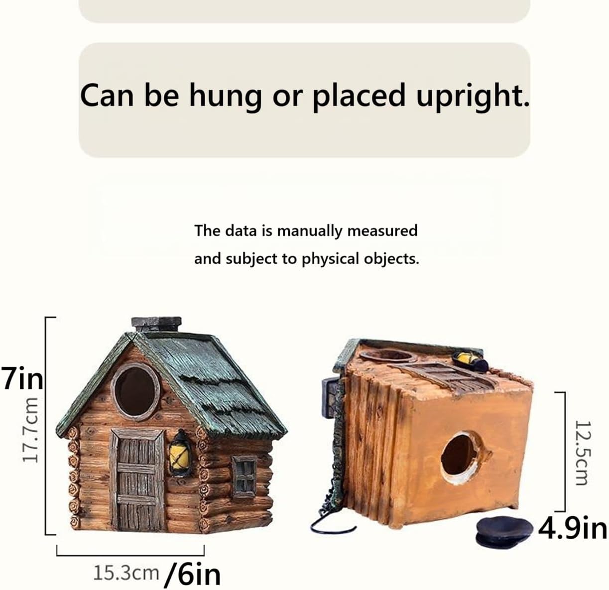 Outdoor Hanging Bird Nests, Hummingbird Houses, Garden Tree Decorations, Resin Ornaments (Wood Grain Color)