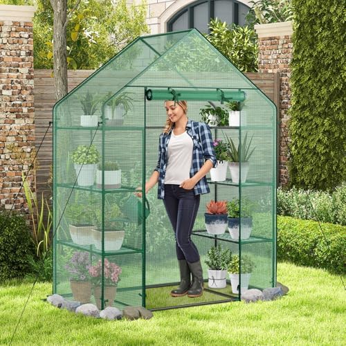 happygrill greenhouses for outdoors,potable greenhouse with pe cover, front angle view