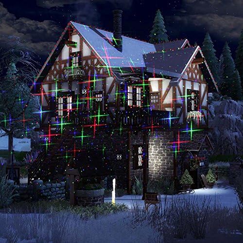 Motion 8 Patterns in 1 Red, Green, and Blue Outdoor Christmas Laser Lights Projector with remote control and Security Lock