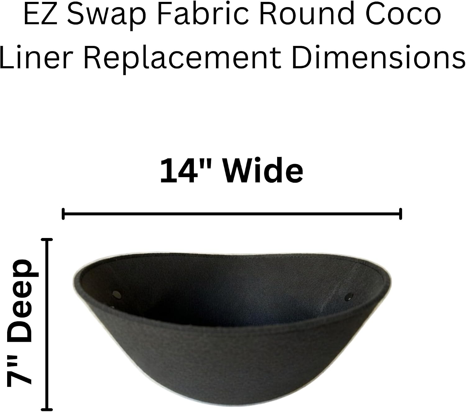 14" Reusable Hanging Basket Liner – Fabric Coco Liner Replacement for Wire Baskets, Bird Proof Moisture Retaining Planter Insert, EZ Swap Pots USA Made (2-Pack)