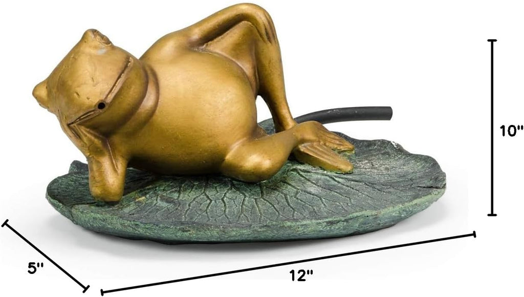 Aquascape Lazy Frog on Lily Pad Spitter Fountain for Ponds and Water Gardens, 78311