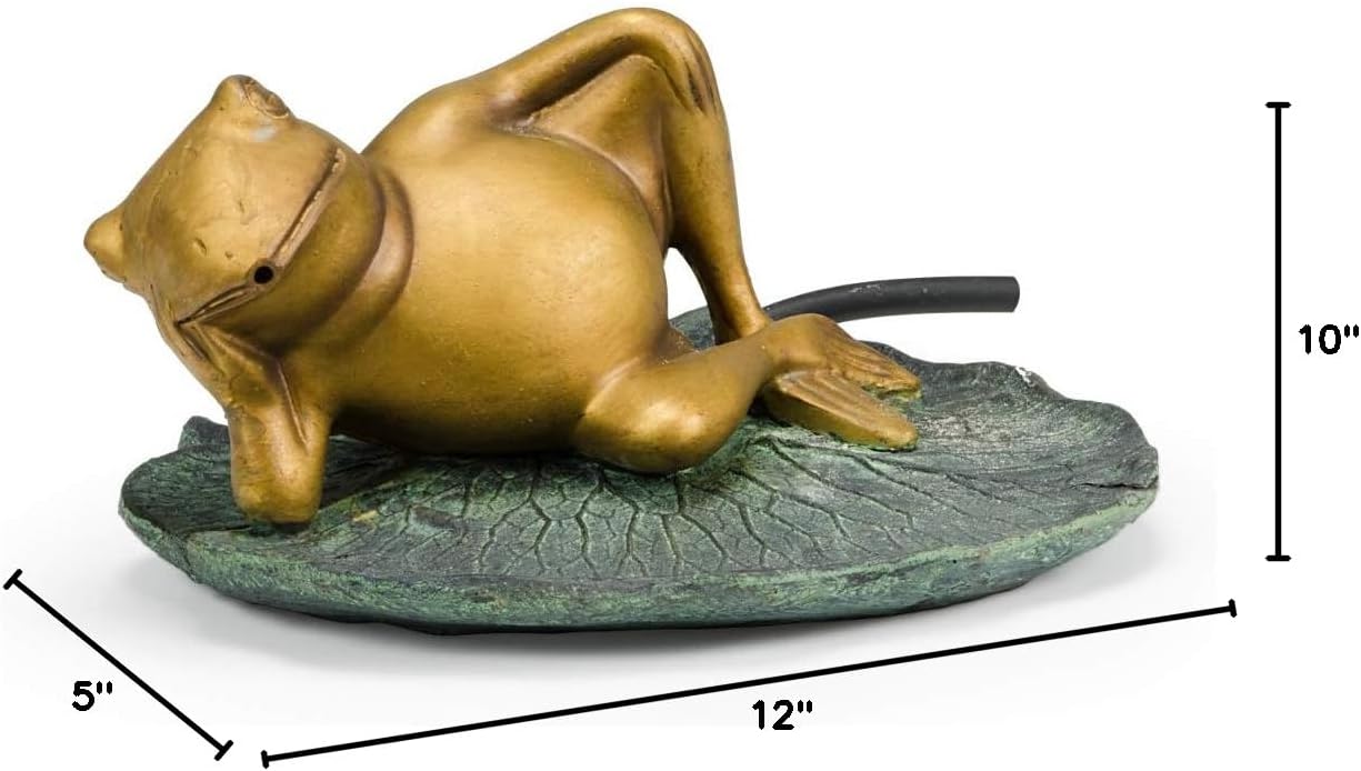 Aquascape Lazy Frog on Lily Pad Spitter Fountain for Ponds and Water Gardens, 78311