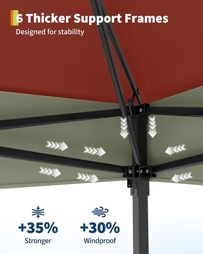 Canopy Tent 12x12 ft, Pop Up Gazebo One-Push Setup with 4 SandBags for Backyard Parties and BBQs, Mosquito Netting & Height Adjustable - Red