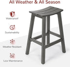 Stoog Bar Stools Set of 4, All-Weather Outdoor Barstools, 400 lbs Weight Support, Easy to Clean and Care, for Bar, Kitchen Counter, and Patio, Grey