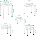 5-Pack Metal Plant Stands for Outdoor Indoor, Anti-Rust Iron Flower Pot Stand, Heavy Duty Plant Pot Shelf for Multiple Plant, Decoration Racks for Home, Patio & Garden (White)