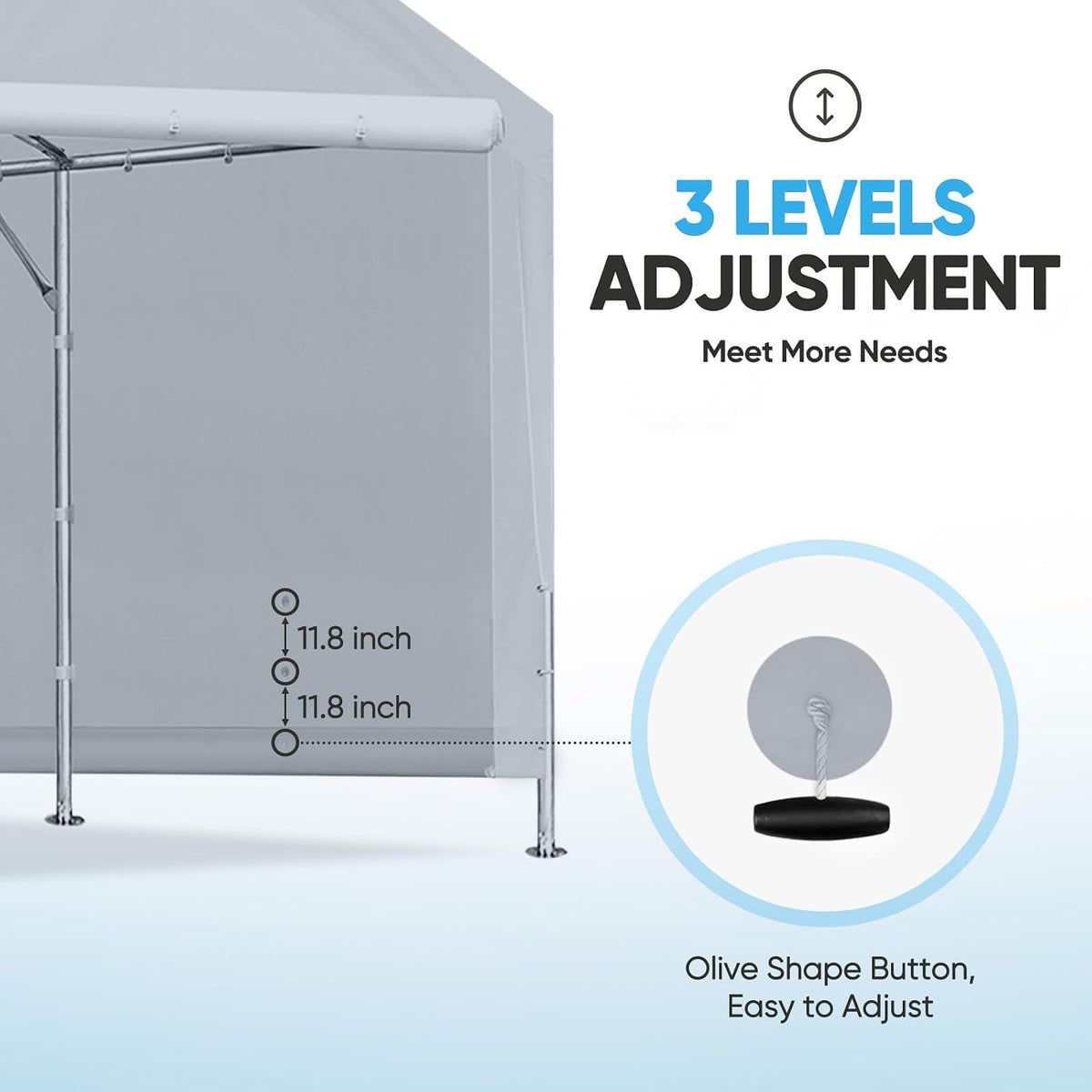 quictent 20 ft long carport replacement sidewall with, close-up detail