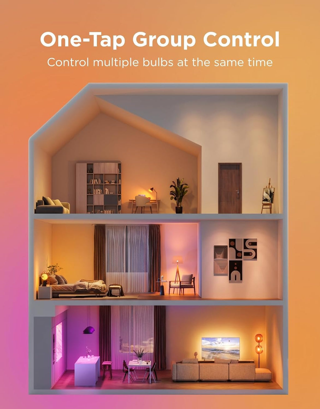 govee smart light bulbs, a19 color changing light, front angle view