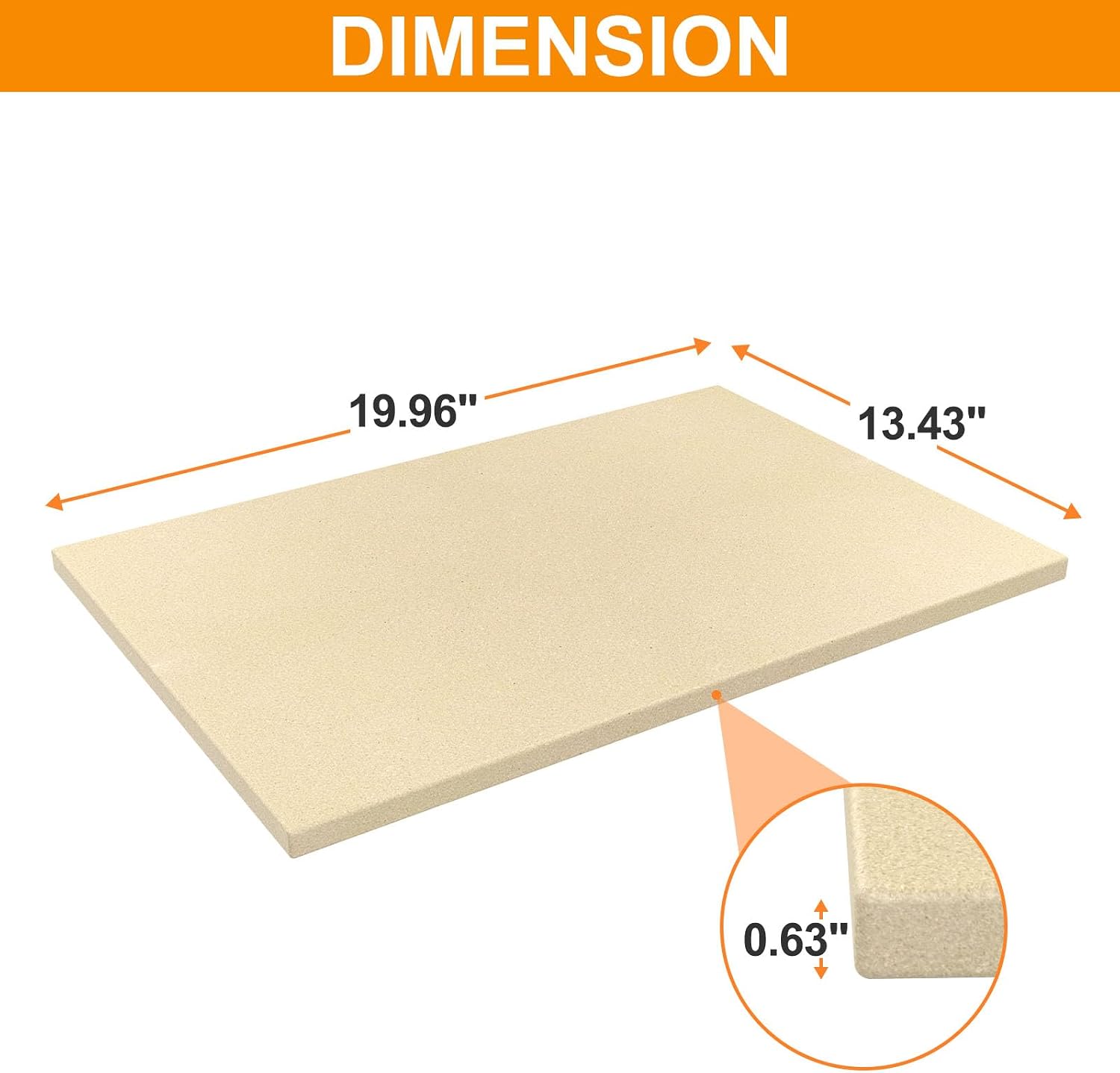 Extra Large Pizza Stone for Oven,Grilling,Pellet Grill,Pizza & Bread Baking | 20"x13.5" Rectangular Cordierite Pizza Stone absorbs extra moisture for crispy crust,heat-resistant,food safe & built to last