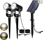 T-SUN Solar Spotlights Outdoor Waterproof, 2-in-1 Solar Landscape Spotlights LED Garden Spot Lights for Yard Tree Garden Pond Pool Area (White)