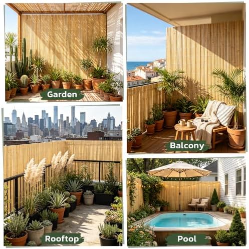 natural bamboo slat screening, 6.5ft x 13ft bamboo, front angle view