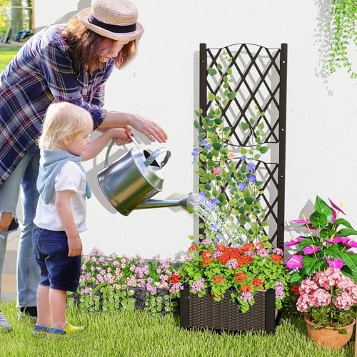 giantex raised garden bed w/trellis, garden planter for, view 9