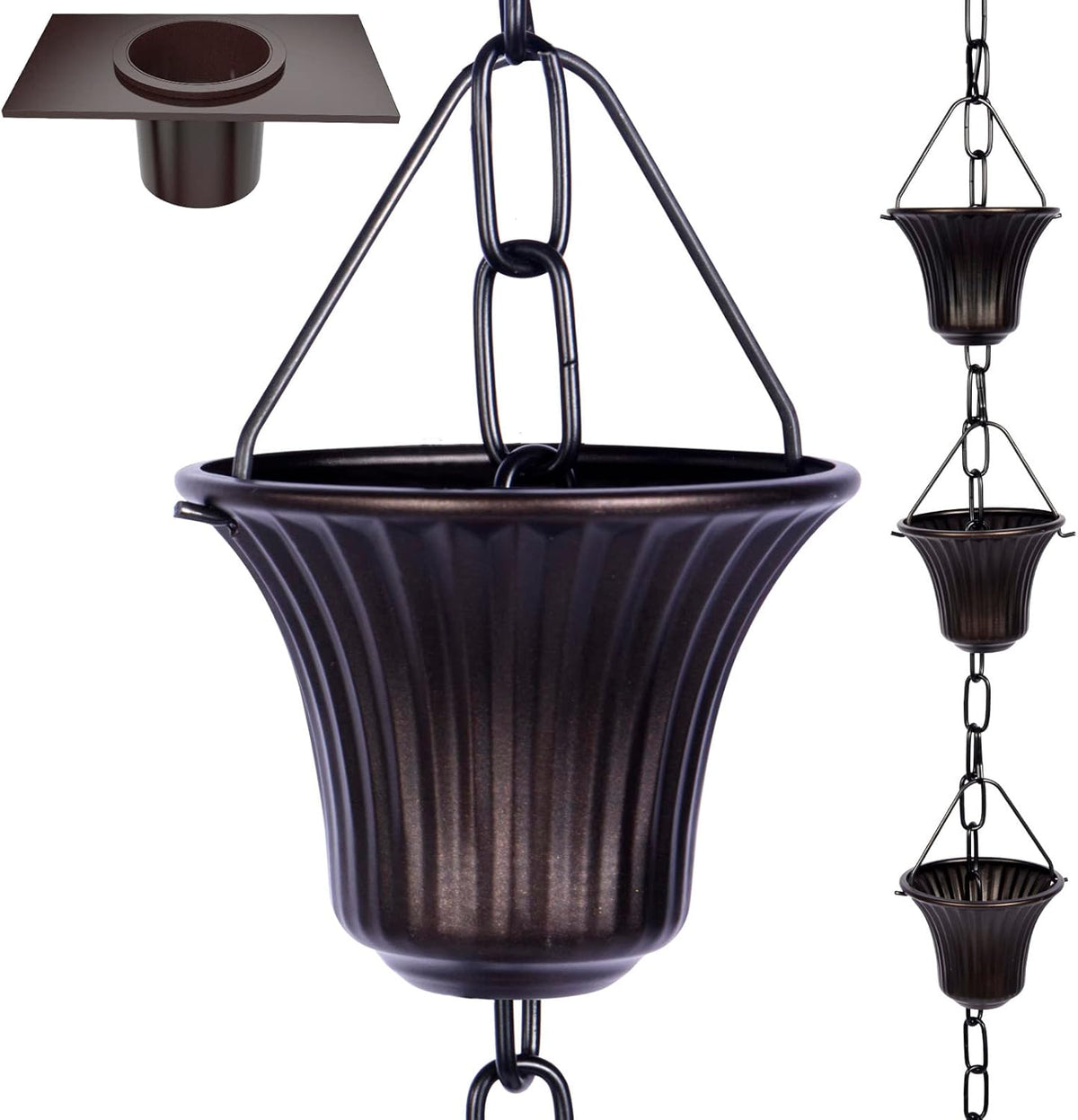 rain chain set 8.5 ft,not rust wrought iron, main product view