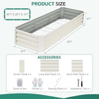 Galvanized Raised Garden Bed - 6x2x1ft (2Packs) Metal Garden Planter Box Outdoor | Steel Raised Bed Kit with Bracing Rods, Gloves for Gardening Vegetables Fruits and Flowers (White)