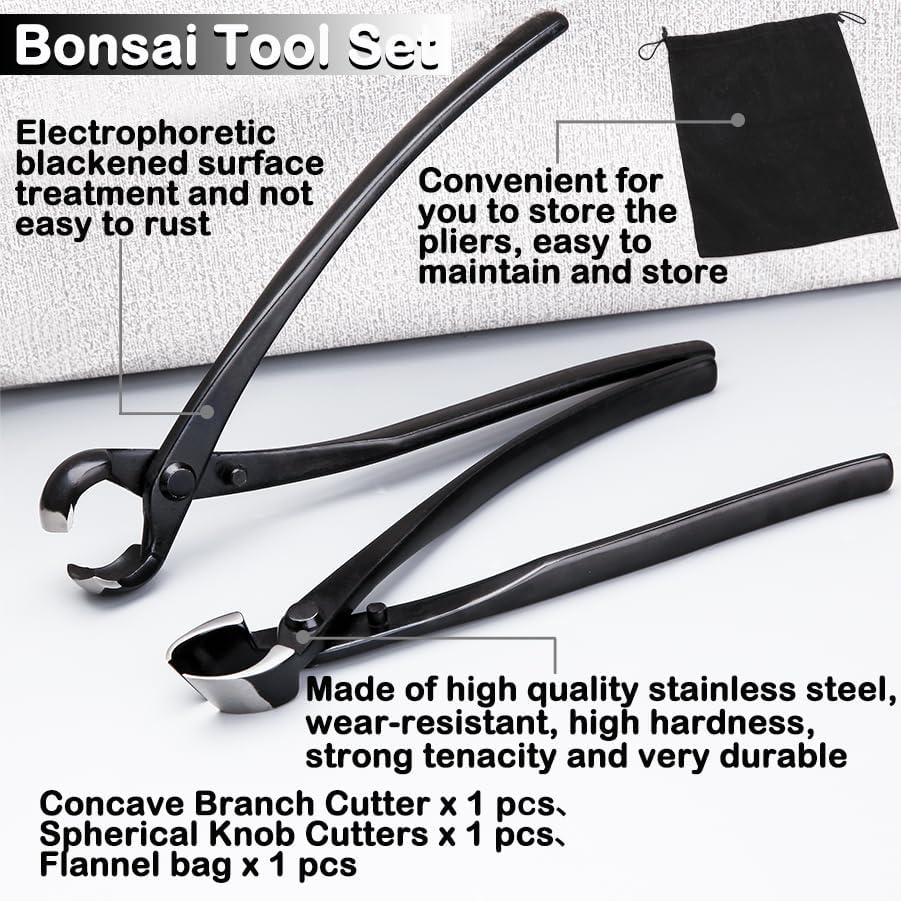 bonsai tool set - 8" concave cutters and shown in use