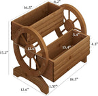 Wooden Wagon Planter Flower Cart with Wheels Garden Box Garden Planter, Decorative Planter for Flowers Herbs Vegetables for Indoor & Outdoor Décor Flower Cart for Patio Garden Balcony (Brown)