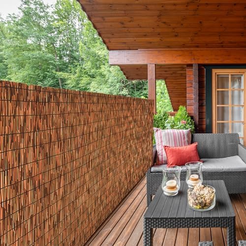 brown 4ft x16.4ft reed fencing roll bamboo privacy, view 9