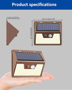 Peasur Solar Lights Outdoor Motion Sensor Waterproof, 2Pack 140LED Brown Solar Powered Fence Light, 3 Modes Security Wall Lights for Garden Yard Outside(Warm White)