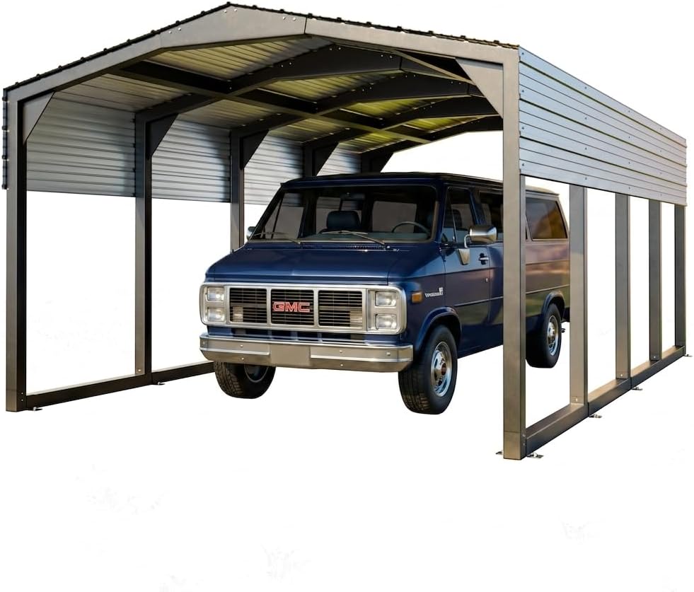 military-grade metal carport 12x20 ft, heavy- duty galvanized, main product view