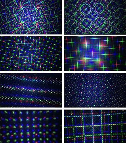 Motion 8 Patterns in 1 Red, Green, and Blue Outdoor Christmas Laser Lights Projector with remote control and Security Lock