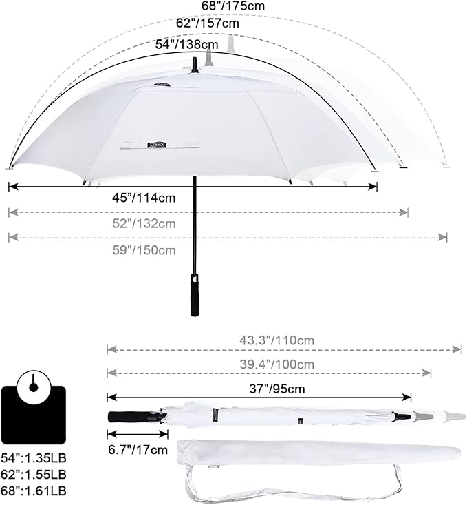G4Free 47/54/62/68/72 Inch Automatic Open Golf Umbrella Oversize Extra Large Double Canopy Vented Windproof Waterproof Stick Umbrellas