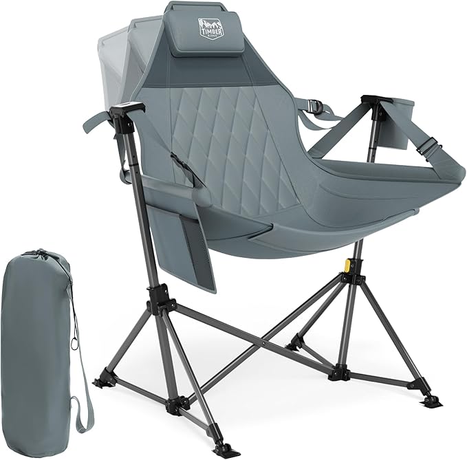 TIMBER RIDGE Hammock Camping Chair, Oversized Swinging Hammock Chair with Adjustable Back and Seat for Outdoor Lawn, Sports, Supports 400lbs, Grey