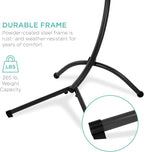 Best Choice Products Outdoor Hanging Curved Steel Chaise Lounge Chair Swing w/Built-in Pillow and Removable Canopy - Green