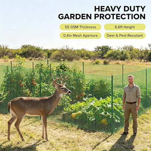 6.6x100ft plastic mesh fencing, 0.4in mesh deer fence, side view