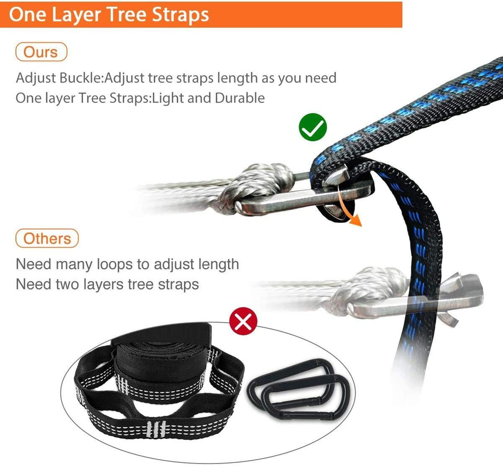Onewind 2 * 12Ft Hammock Straps Set, Heavy Duty Tree-Friendly Straps | Hanging Kit with Cinch Buckle 1 Inch Wide 1500 LBS Durable Lightweight No-Stretch and Easy to Set Up, Orange