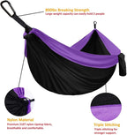 Gold Armour Camping Hammock - XL Double Hammock Portable Hammock Camping Accessories Gear for Outdoor Indoor with Tree Straps, USA Based Brand (Black and Purple)