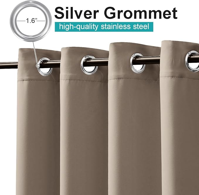 NICETOWN Morandi Brown Outdoor Curtain for Patio Waterproof 84 inch Long, Stainless Grommet Thermal Insulated Sun Blocking Outdoor Drape for Gazebo, UV Protection Outside Privacy Shade, 1 Panel