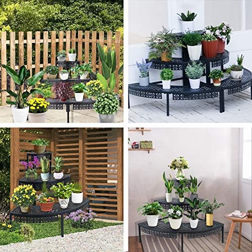 aboxoo 3-tier metal plant stand, stair-step corner shelf on a desk or shelf
