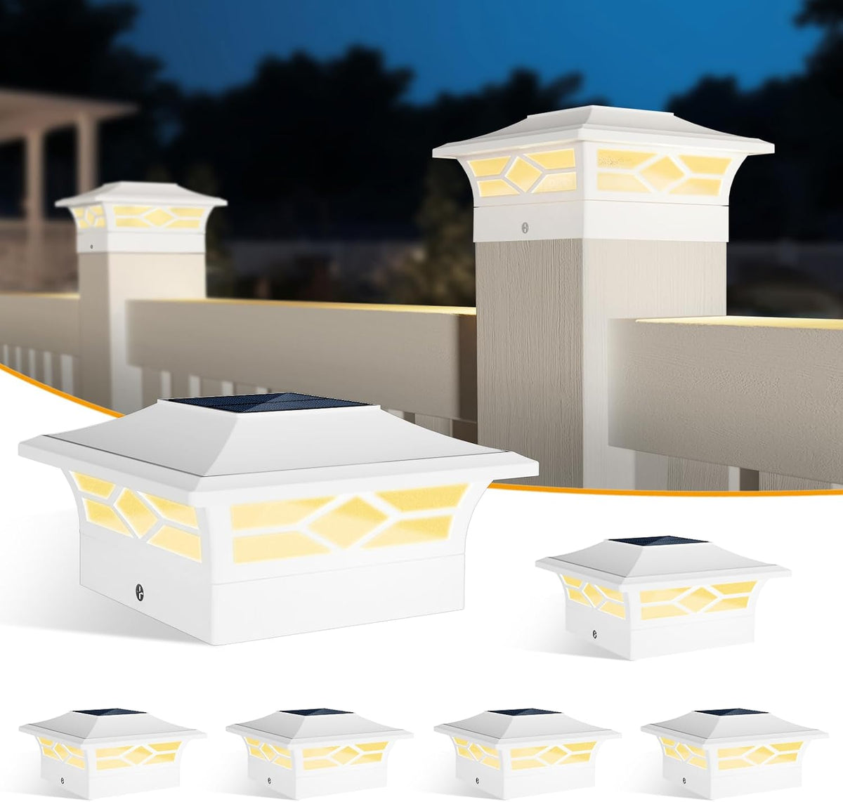 jofios solar fence post lights 6pack, cap lights, main product view