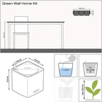 Lechuza Green Wall Home Kit Glossy Cream White High Gloss, 3 Self-Watering Hanging Planters on Metal Bar, H5.5 L18.9 W5.9 in