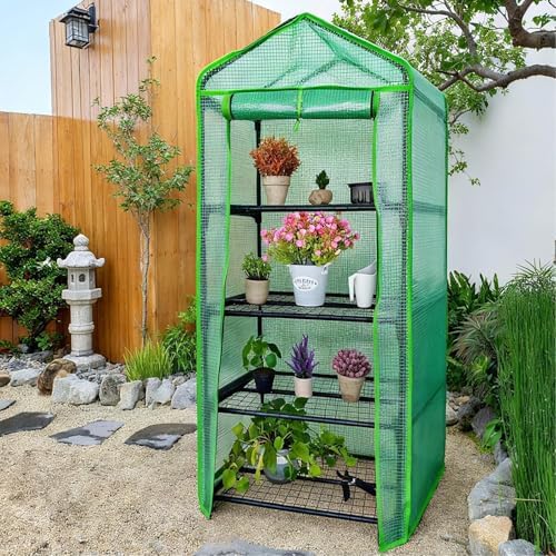 4 tier mini greenhouse - portable indoor outdoor, front angle view