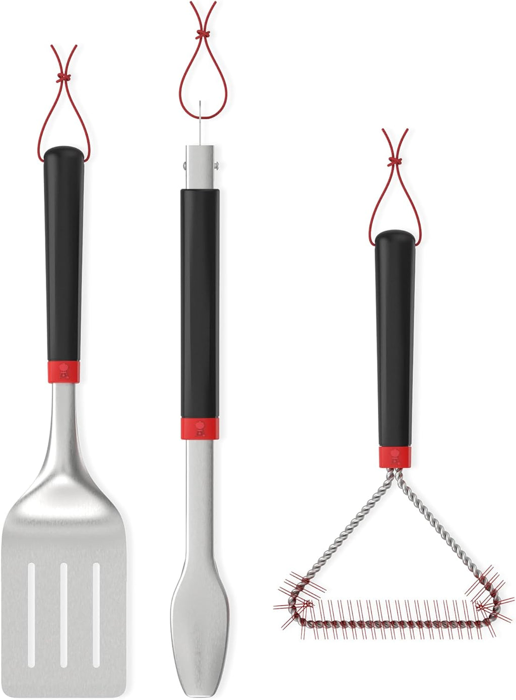 weber® 3-piece bbq tool set, stainless steel, close-up detail
