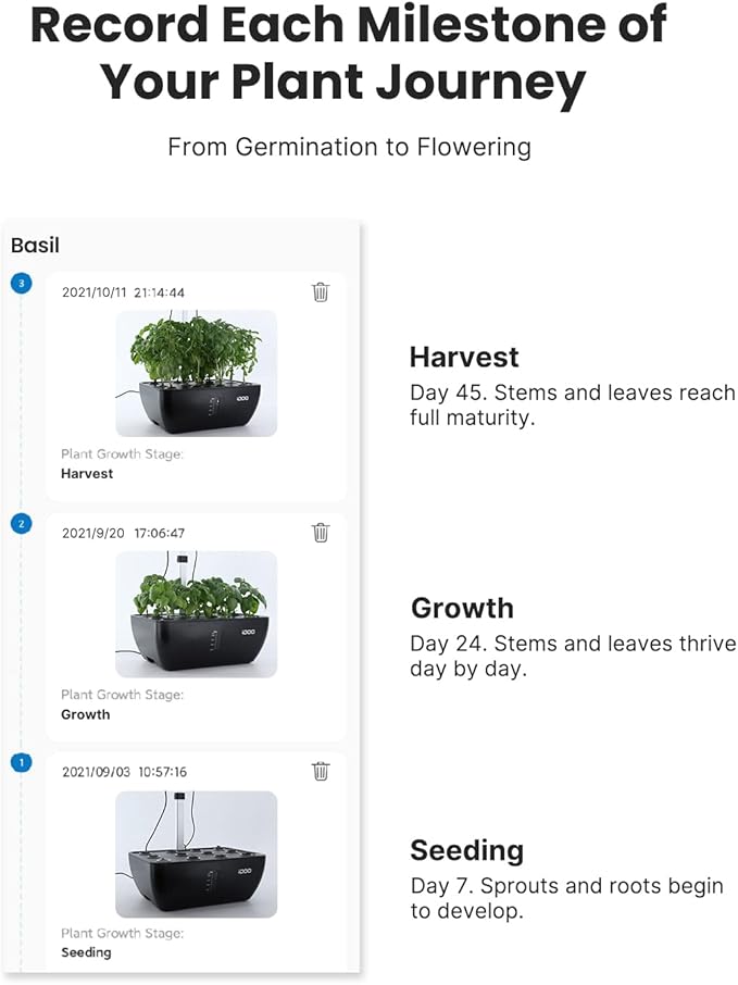 iDOO Hydroponics Growing System Kit 12Pods WiFi, Christmas Gifts for Women Mom, Indoor Herb Garden with LED Grow Light for Home, Built-in Fan, AutoTimer, 6.5L Large Tank Plant Germination Kit, Black
