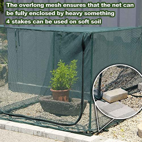 square 4'x4' netting cover 3.3ft tall crop cage, side view