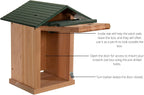 Screech Owl House Cedar Nesting Box with Poly Lumber Roof, Saw-Whet Owl Box for Outside, Drainage Ventilation, Easy Cleanout, Made in USA, Green