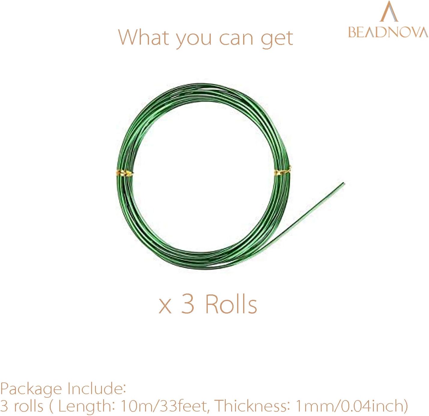 BEADNOVA Bonsai Tree Wire 98 Feet Green Aluminum Bonsai Tree Training Wire for Indoor and Outdoor Plant (Green, 1mm, 30m)