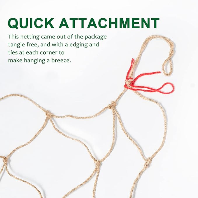 Jute Trellis Netting - Jute Netting for Garden, Heavy Duty Plant Support Netting for Climbing Plants, Cucumber, Vine, Fruits & Vegetables, Climbing Vining Plants (6.6 Ft x 16.4 Ft, 5.9 Inch Squares)