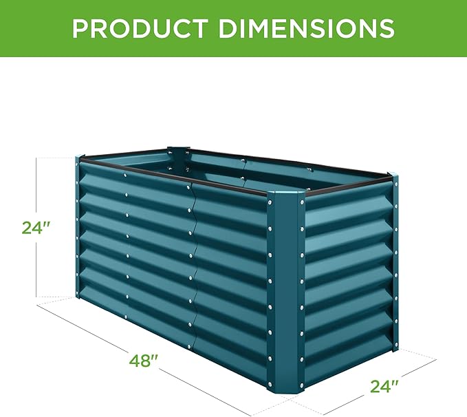 Best Choice Products 4x2x2ft Outdoor Metal Raised Garden Bed, Deep Root Planter Box for Vegetables, Flowers, Herbs, and Succulents w/ 119 Gallon Capacity - Peacock Blue