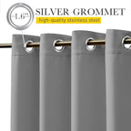 NICETOWN 2 Panels Outdoor Curtains for Patio Waterproof & Windproof, Grommet & Back Tab on Top & Bottom Weighted Drapes Keep Sun/Rain Out with Bouns Rope for Garage, Silver Grey, W84 x L108