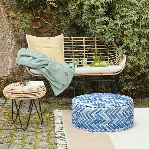 lvtxiii indoor/outdoor inflatable ottoman, all weather round footrest on a desk or shelf