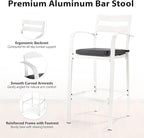 VINGLI 3-Piece Outdoor Bar Set, Aluminum Bar Height Table & 2 Chairs with Cushions, Counter Height Patio Furniture for Backyard, Poolside, Garden, Bistro, Indoor Outdoor Use (White)