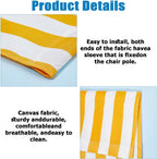 Beach Chair Replacement Cloth 115cmx43.2cm Lounge Chair Replacement Canvas Yellow and White Stripes Sling Chairs Replacement Fabric with Pillow for Sunbathing Courtyard Garden Beach